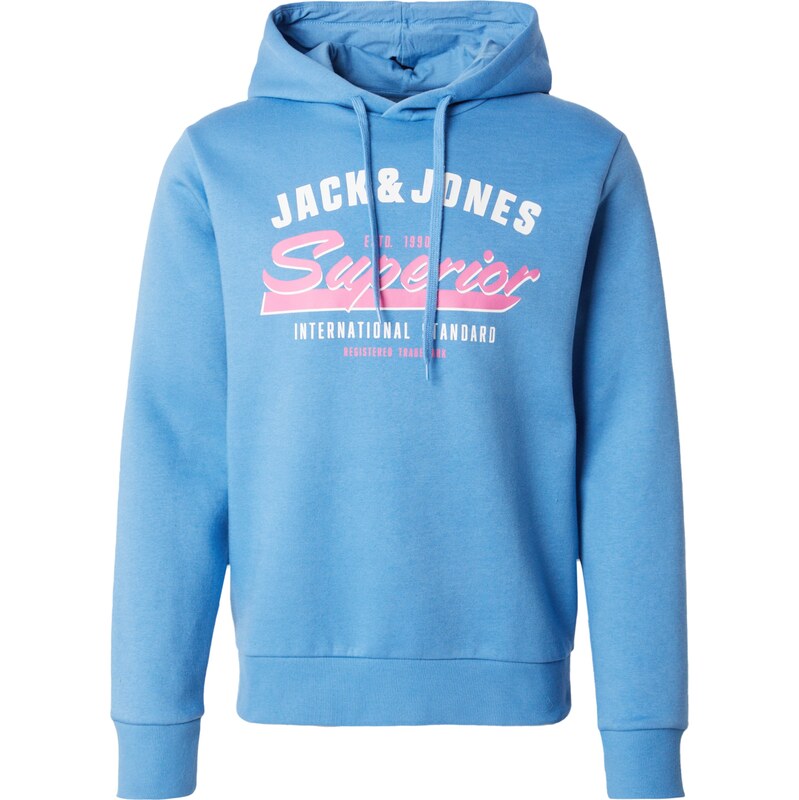 JACK & JONES Mikina světlemodrá / pink / bílá