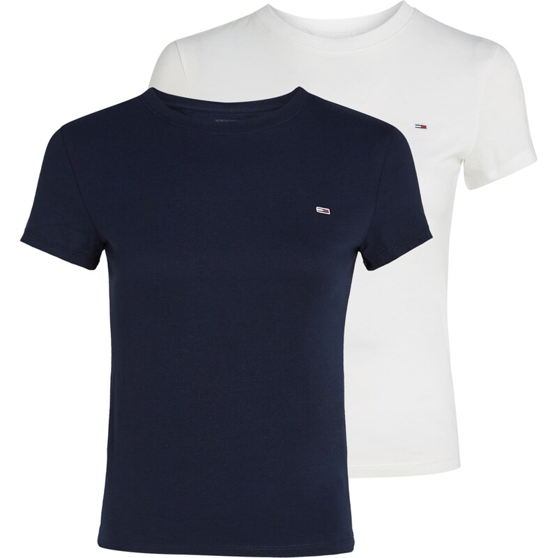 Tommy Jeans Tričko Slim T námořnická modř / offwhite