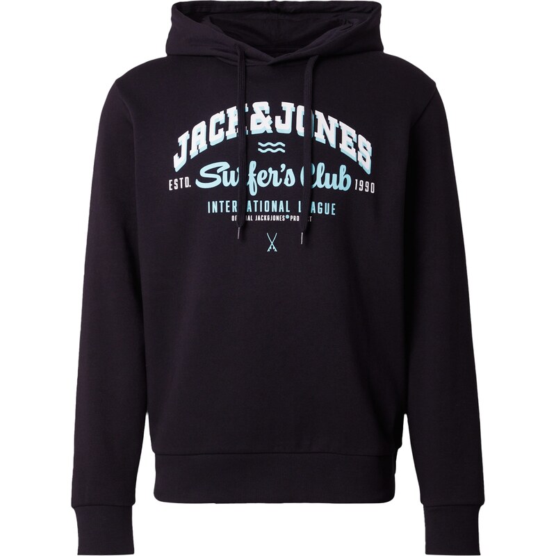 JACK & JONES Mikina aqua modrá / černá / bílá