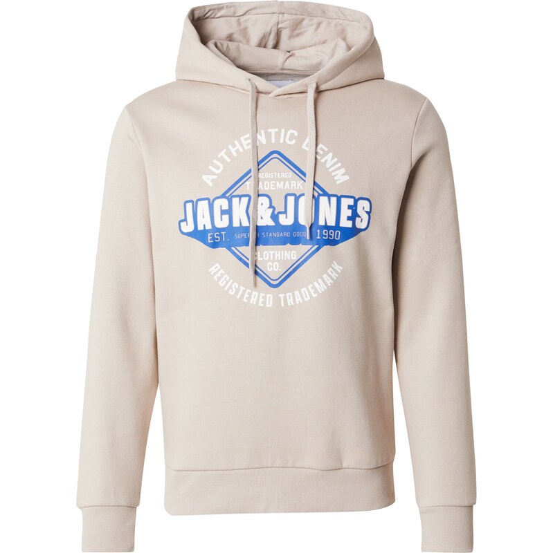 JACK & JONES Mikina béžová / azurová / bílá