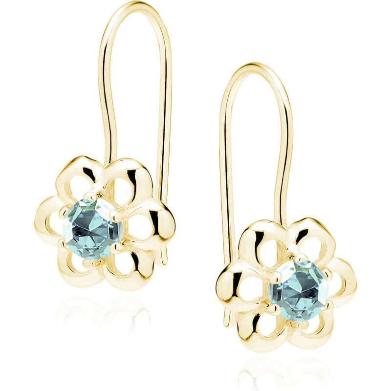 LUNICA Stříbrné květinkové náušnice GOLD AQUA