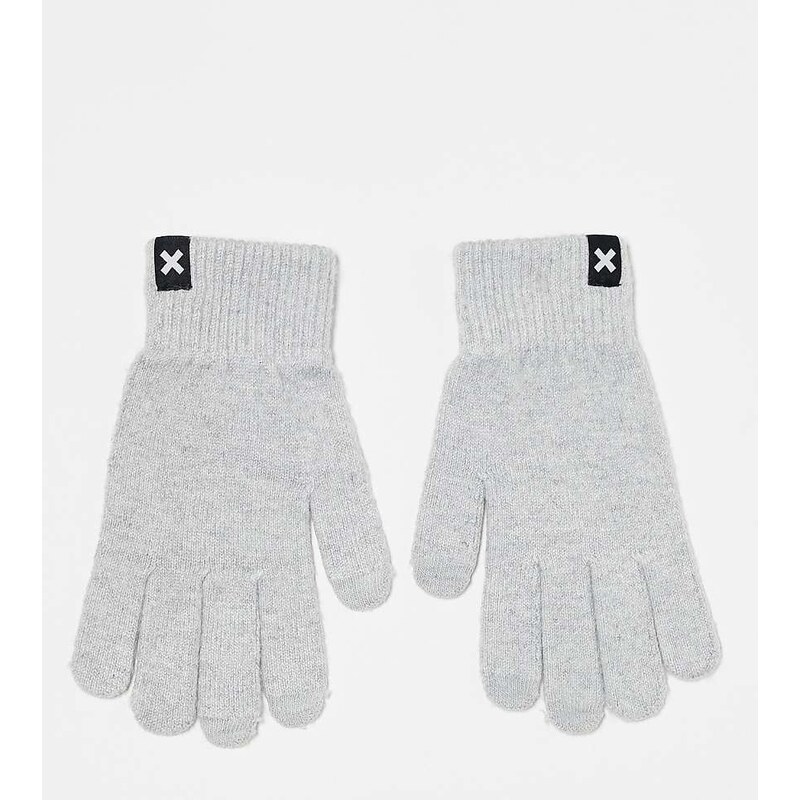 COLLUSION touch screen gloves in light grey marl