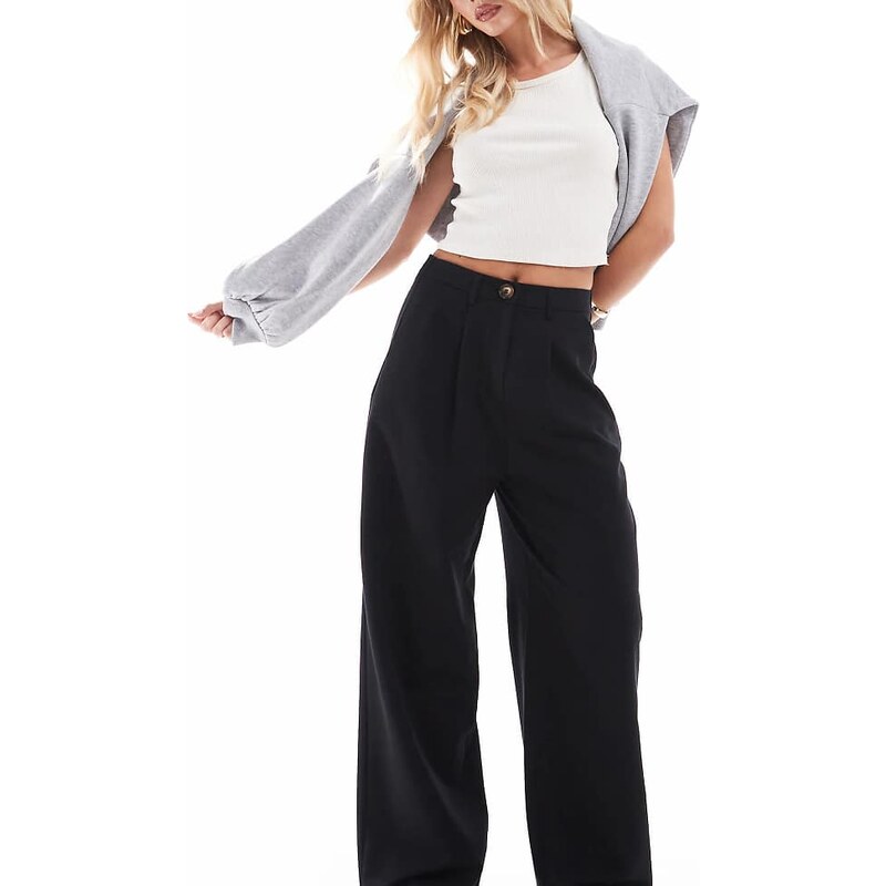 Miss Selfridge Petite tailored wide leg trouser in black