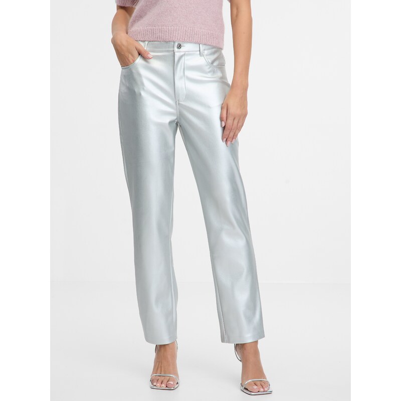 Stříbrné dámské straight fit kalhoty ORSAY - Dámské 107082813