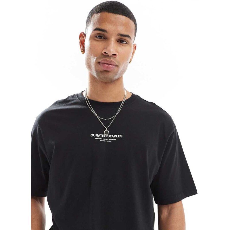 ONLY & SONS curated relaxed fit t-shirt in black