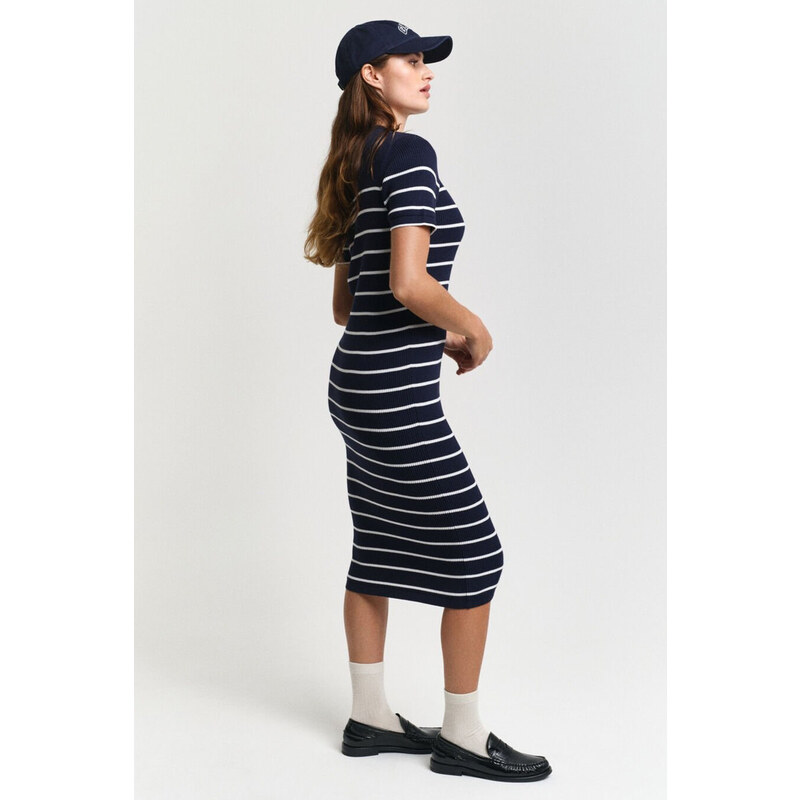 ŠATY GANT RIBBED BRETON DRESS EVENING BLUE