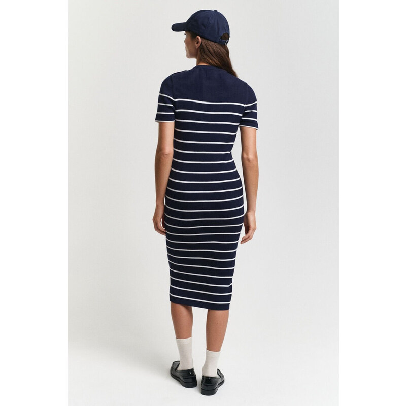 ŠATY GANT RIBBED BRETON DRESS EVENING BLUE
