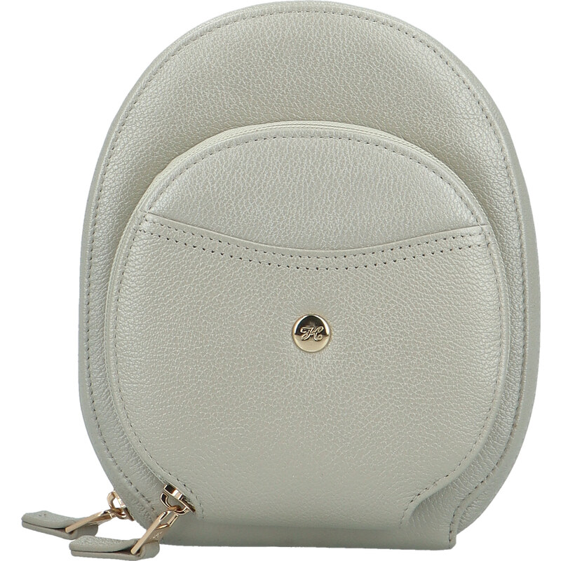 Malá dámská kožená crossbody kabelka stříbrná - Hexagona Vuerix