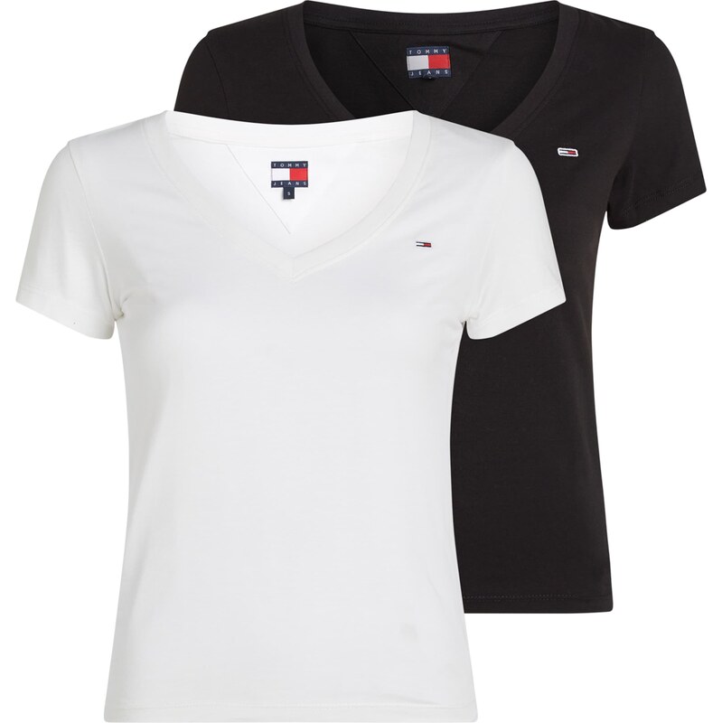 Tommy Jeans Tričko černá / bílá