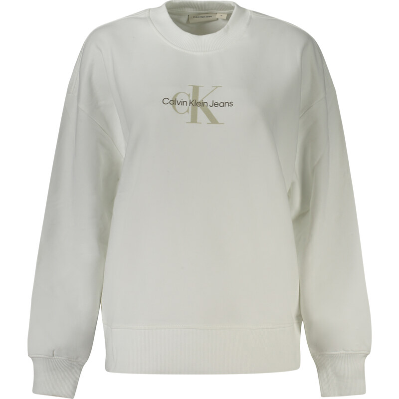 Bílá mMikina Calvin Klein bez kapuce