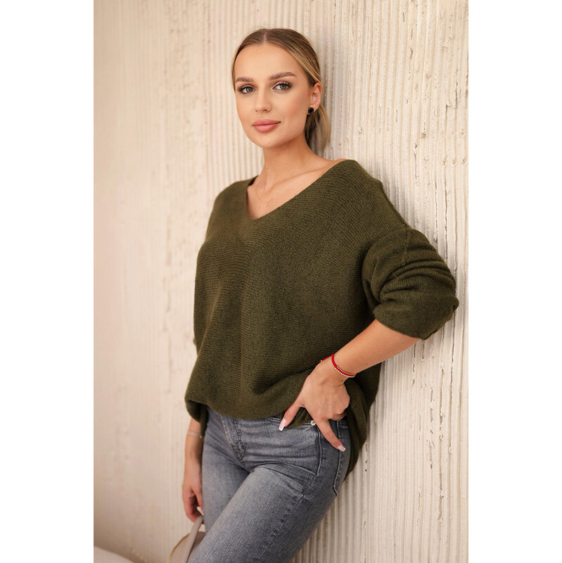 Fashionweek Dámský svetr lehký vlněný svetr, výstřih do V K47