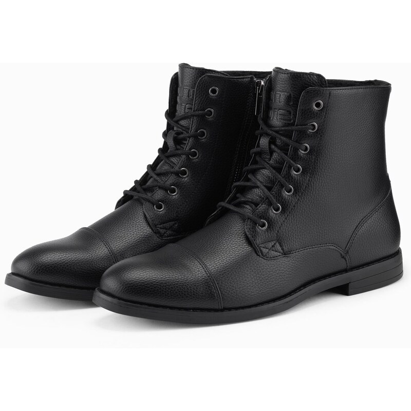 Ombre Mens eco leather shoes with insulated high upper - black