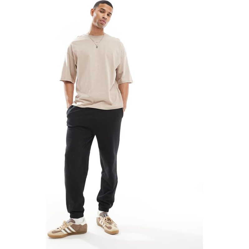 Jack & Jones loose cuffed jogger in black
