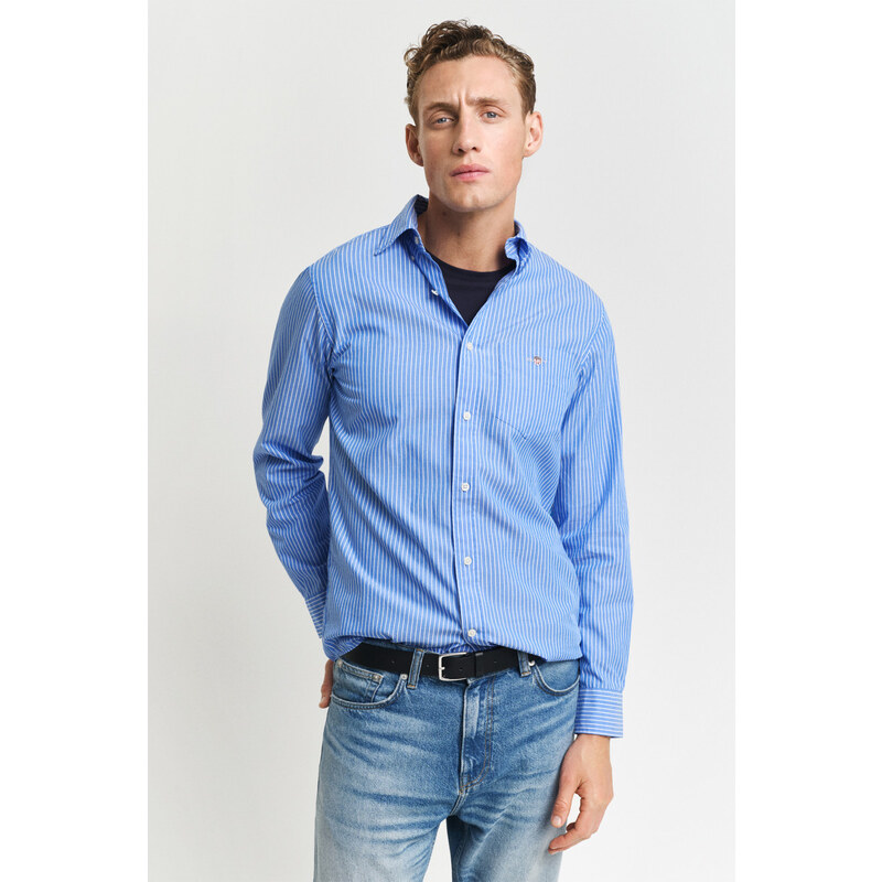 KOŠILE GANT REG CLASSIC POPLIN STRIPE SHIRT GREECE BLUE