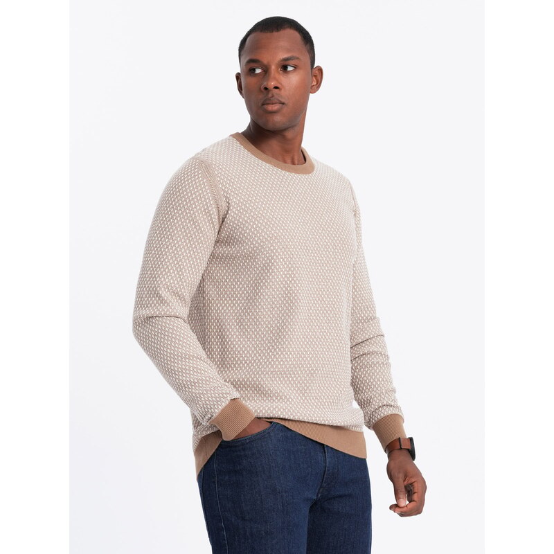 Ombre Mens RELAXED FIT knitted sweater with patterns - light