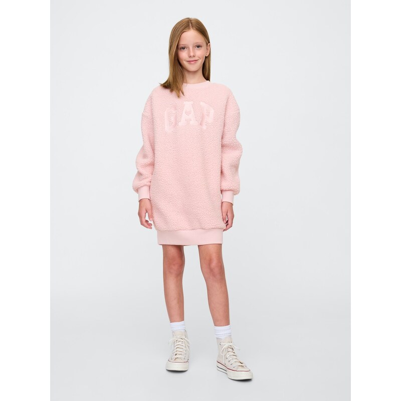 GAP Dětské mikinové oversize sherpa šaty s logem - Holky
