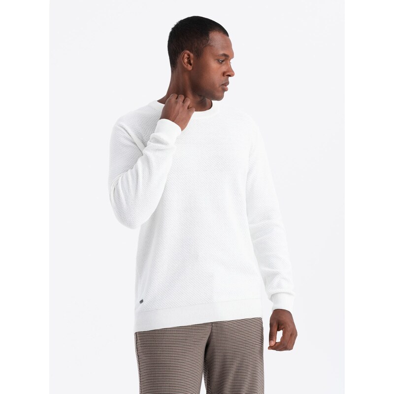 Ombre Mens RELAXED FIT knit sweater in diamond weave - broken