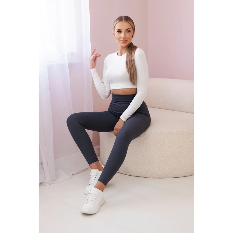 Kesi Pruhované legíny kalhoty z grafitu 102395705