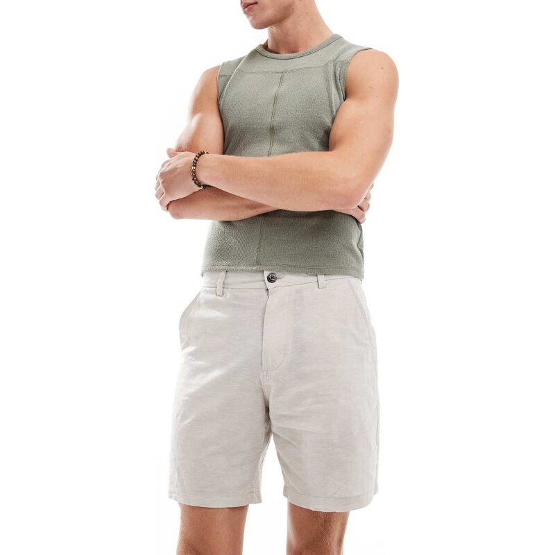 Jack & Jones linen mix chino short in beige-Neutral
