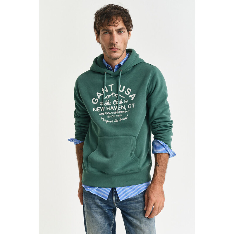 MIKINA GANT GRAPHIC HOODIE WOODY GREEN