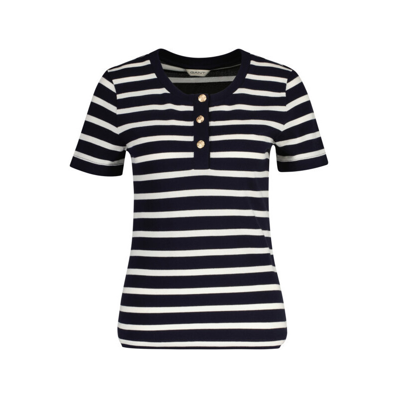 TRIČKO GANT SLIM STRIPED PIQUE SS T-SHIRT EVENING BLUE 102572613