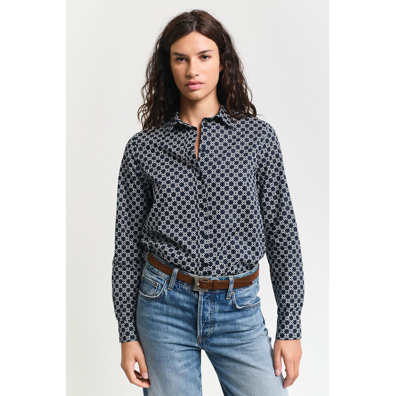 KOŠILE GANT REG GEOMETRIC CTN VOILE SHIRT EVENING BLUE