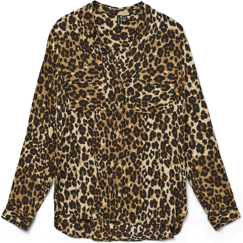 VERO MODA Halenka Bumpy béžová / hnědá / černá