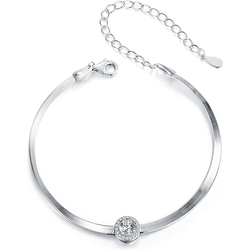 Elenys pozlacený náramek s drahokamem moissanitem 18K bílé zlato 102572674