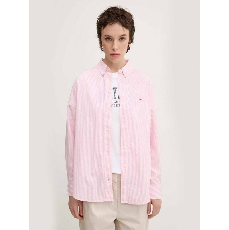 Tommy Jeans dámská růžovo-bílá košile 109099469