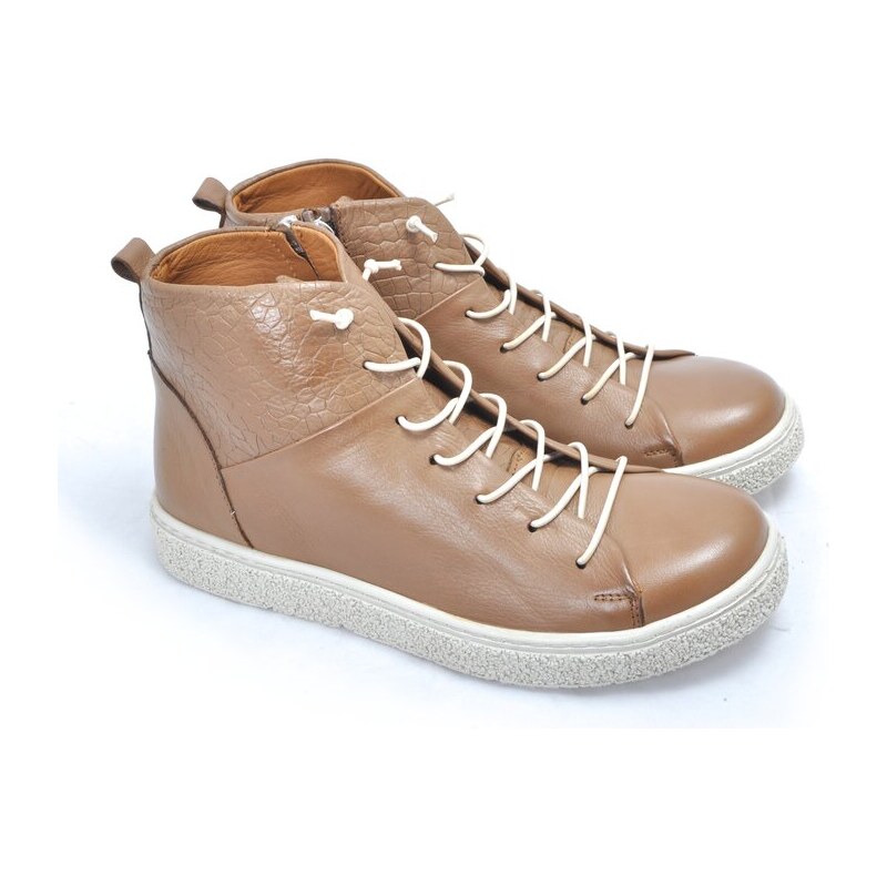 Kotníkové boty s flexi gumičkami Safe Step 22505 hnědá 102594452