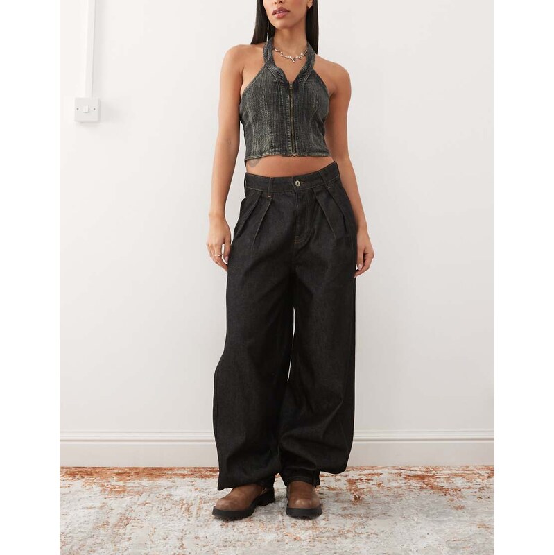 COLLUSION baggy pleated jeans in rinse wash-Blue 102603879