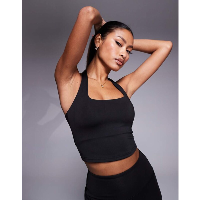4505 halter neck performance vest with inner bra in black 102603905