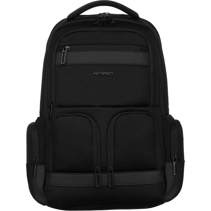 Peterson Velký černý cestovní batoh s kapsou na notebook Černá 102615945