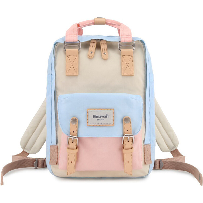 BASIC Himawari Krémově-modro-růžový stylový dámský batoh s přihrádkou 102615928