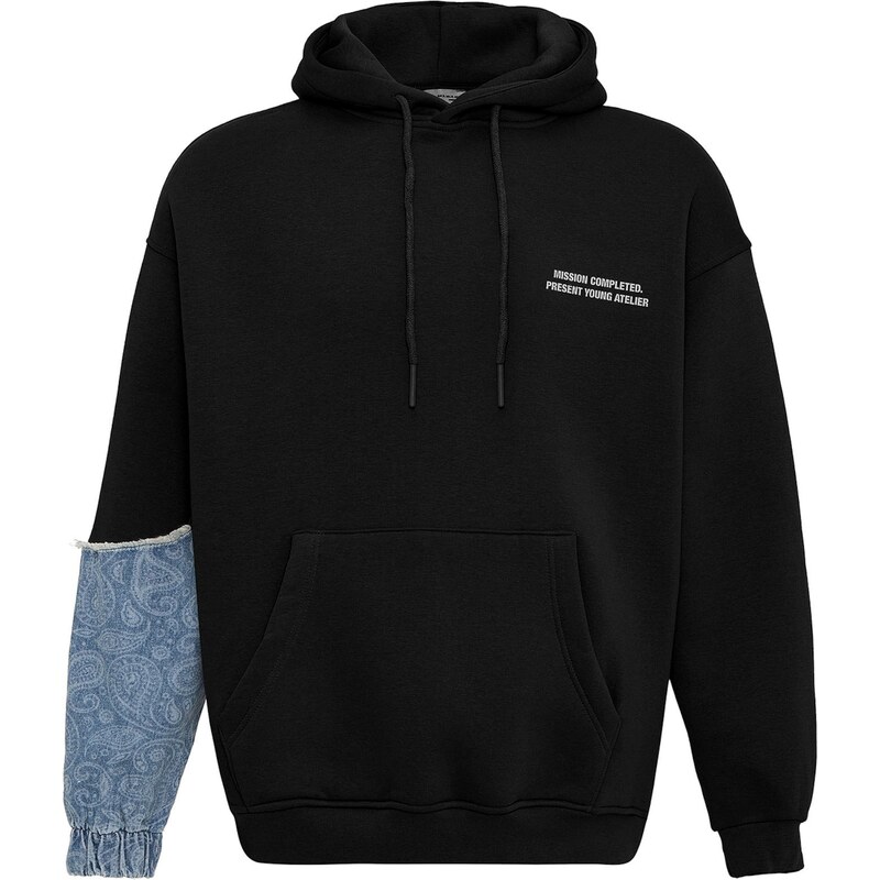 VAMOS CLO Mikina světlemodrá / černá / bílá
