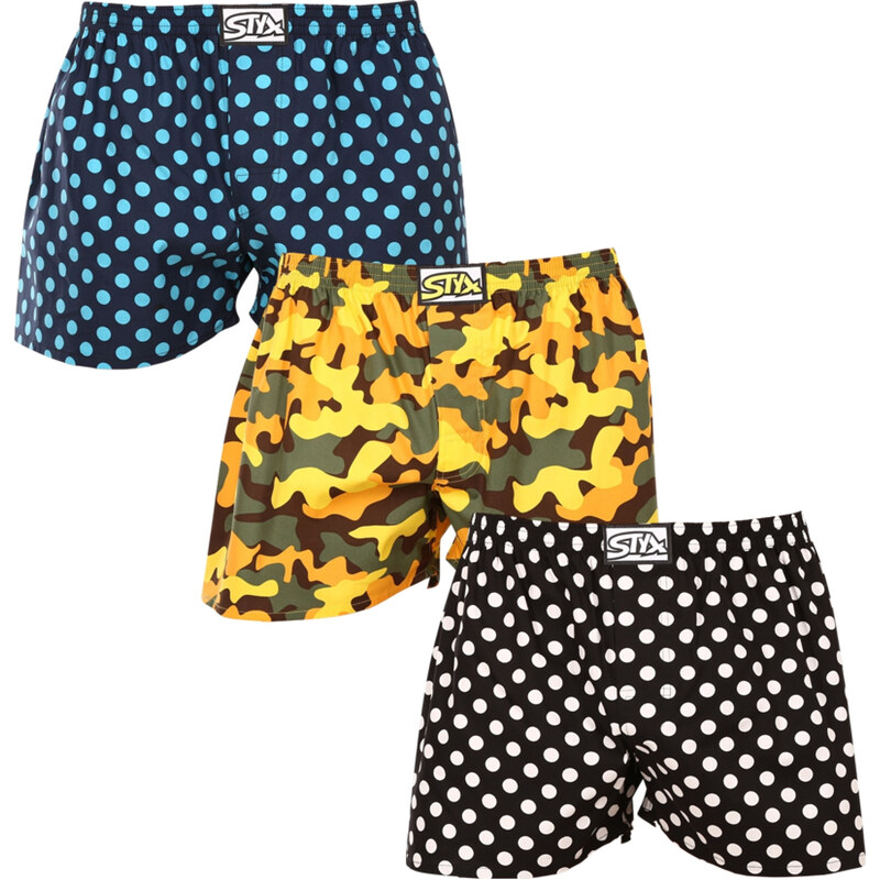 3PACK pánské trenky Styx art klasická guma vícebarevné (3A15901)