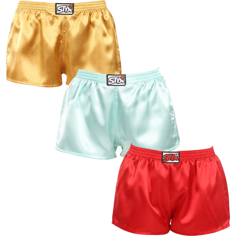 3PACK dámské trenky Styx klasická guma saténové vícebarevné (3L06352) 101896120