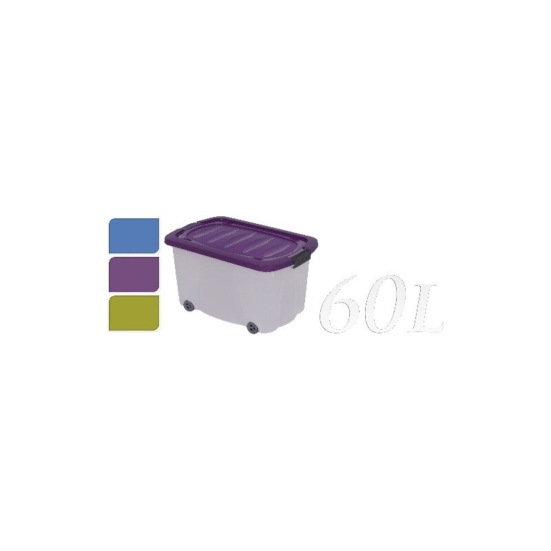 Úložný box pojízdný s klip víkem 60 l plastový 59x38x44, fialový ProGarden KO-890274fial