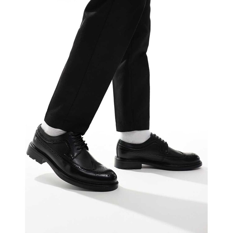 ASOS DESIGN lace up brogue shoes in black