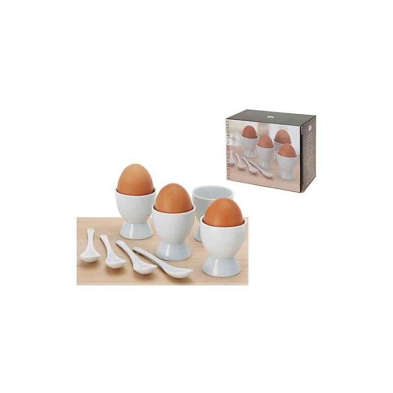 Sada na vejce Porcelánová 8 ks 4 kalíšky na vajíčko 4Lžičky porcelánové ProGarden KO-934894