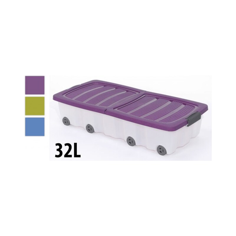 Úložný box pojízdný s klip víkem 32 l plastový 17x37,5x79 cm fialový ProGarden KO-Y54220090fial