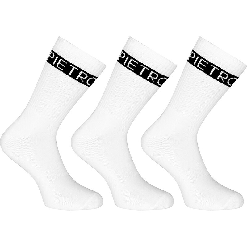 3PACK ponožky Pietro Filipi sportovní vysoké bílé (3POB1)
