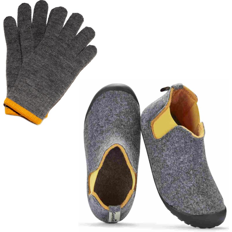 Zimní set Brumby + Merino rukavice Grey & Curry