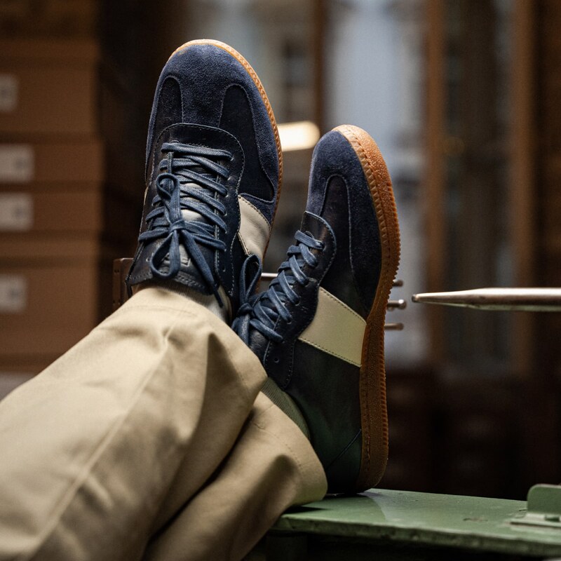 Vasky Botas × Footshop Navy - Pánské kožené tenisky / botasky modré česká výroba ze Zlína