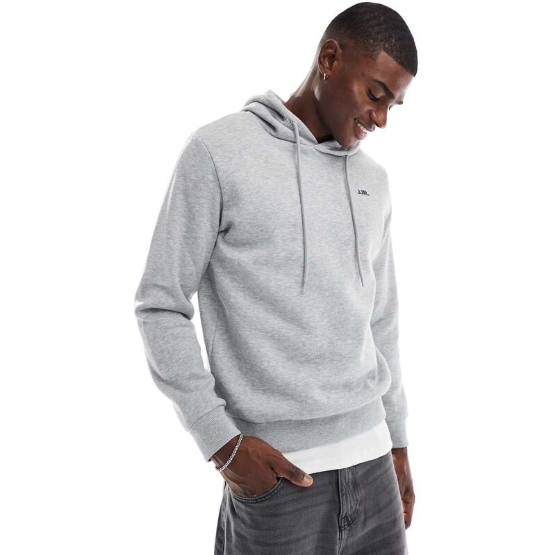 JJ Rebel hoodie with small chest logo in grey