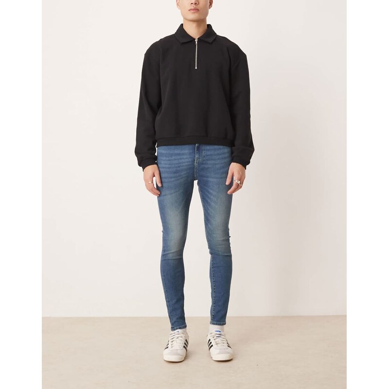 ASOS DESIGN power stretch jeans in dark wash blue