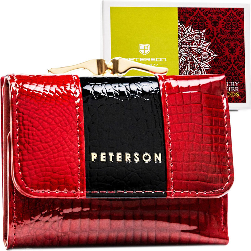 Peterson Červeno-černá dámská peněženka imitující krokodýlí kůži