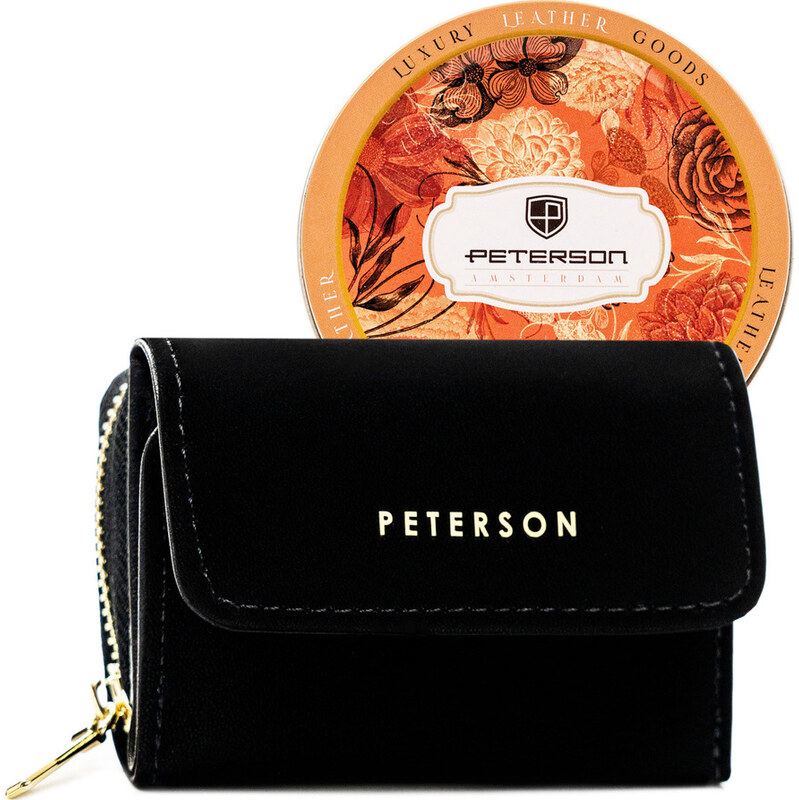 Peterson Černá malá peněženka se zlatými akcenty Y753 102683707