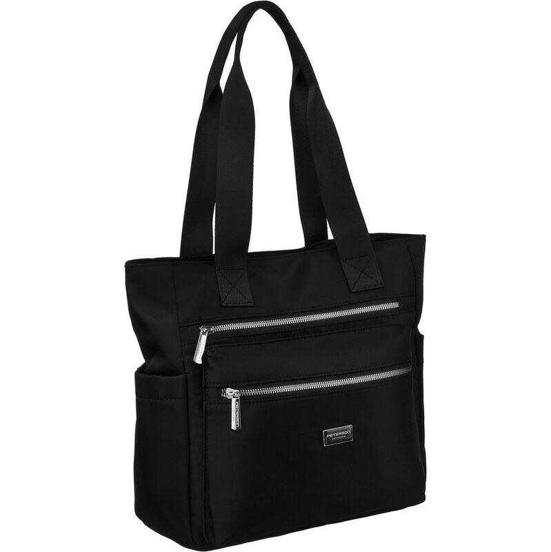 Peterson Černá dámská shopper kabelka se stříbrným kováním 102683714