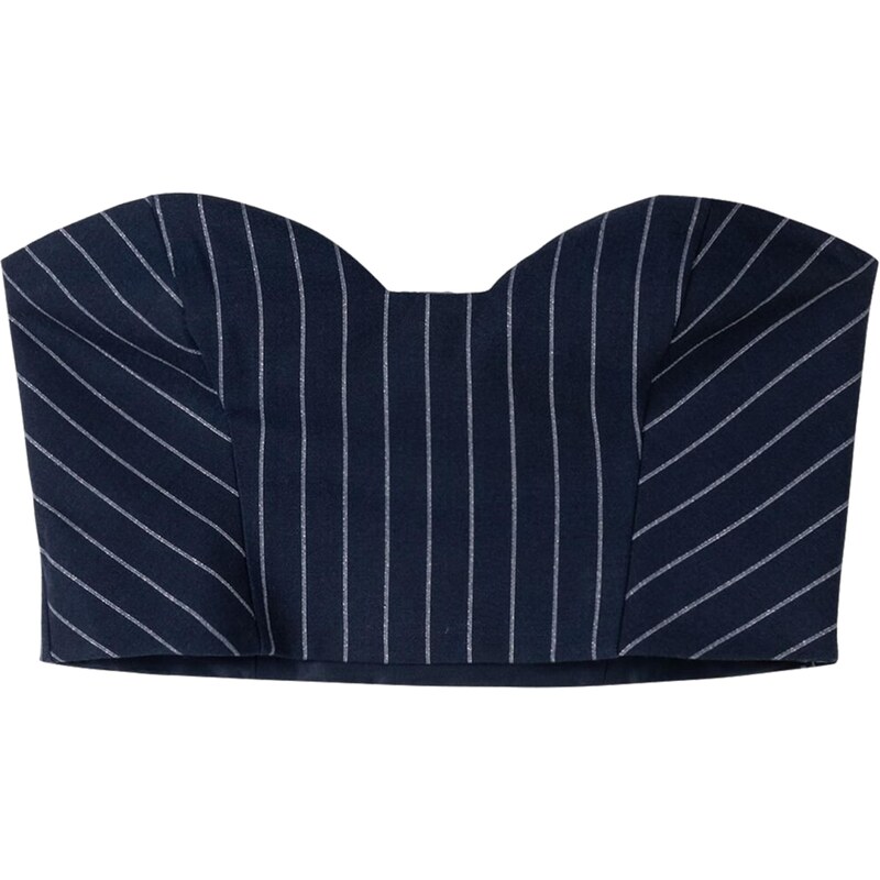 Bershka Top marine modrá / stříbrná